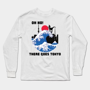 Hokusai Great Wave Dinosaur Mashup Long Sleeve T-Shirt